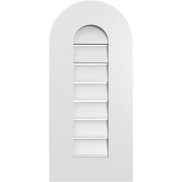 Ekena Millwork Round Top Surface Mount PVC Gable Vent: Functional, w/ 3-1/2"W x 1"P Standard Frame, 12"W x 26"H GVPRT12X2601SF - main